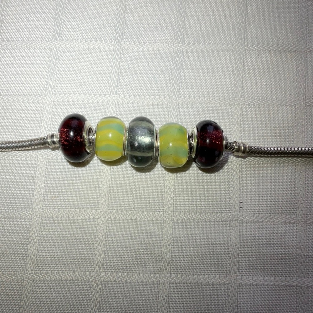 3 for $30 item - Five multi coloured resin beads - #3